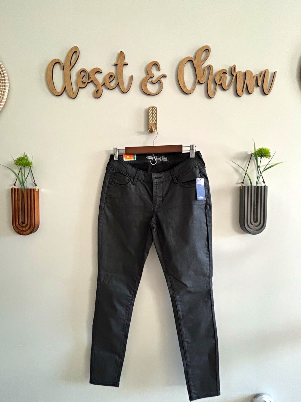Old Navy RockStar Women's Black Dark Wash Skinny Stretch Jeans Size 8
